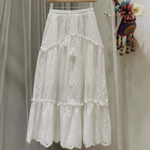 Anna: Cotton Hollowed-out Maxi Skirt