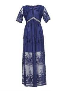 Summer White Lace Boho Loose Maxi Dress
