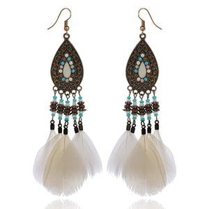 Handmade Bohemian Dream Catcher Feather Earrings