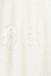 Pearl Trim Fringe Hem Poncho