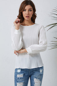 Double Take Ribbed Round Neck Long Sleeve Top
