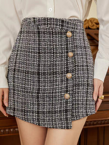 High Waist Buttoned Mini Skirt