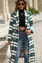 Plaid Double-Breasted Lapel Collar Belted Coat