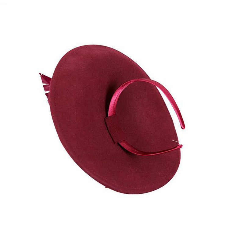 FS Fascinator - Elegant Wool Felt Pillbox Hat (Blue / Black / Red)