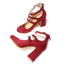 Mary Jane Strappy Pumps (Red or Black)