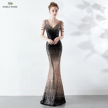Stunning Ombre V-neck Sequin Mermaid Floor-length Prom Gowns (Multiple Colors)