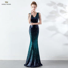 Stunning Ombre V-neck Sequin Mermaid Floor-length Prom Gowns (Multiple Colors)