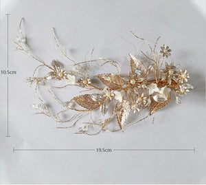 Handmade Wedding / Prom Hair Clips - Gold Leaf Floral Hair Jewelry