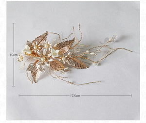 Handmade Wedding / Prom Hair Clips - Gold Leaf Floral Hair Jewelry