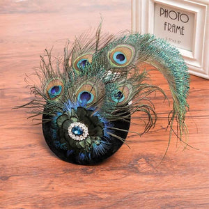 New Peacock Feather Beret/Fascinator