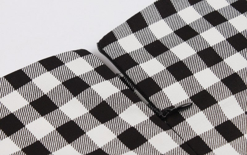 Summer Retro 50's Black and White Plaid Dress