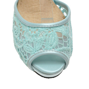 Handmade Lace Mesh Platform Sandals with Charm Element (White / Black / Pink / Mint Green)