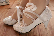 Appliqued Prom / Quinceaneara / Sweet 16 / Wedding Shoes (Various Heel Heights in White or Red)