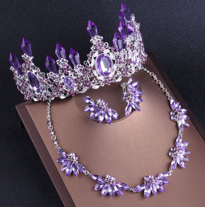 Noble Purple & Clear Crystal Bridal Jewelry Sets/Separates