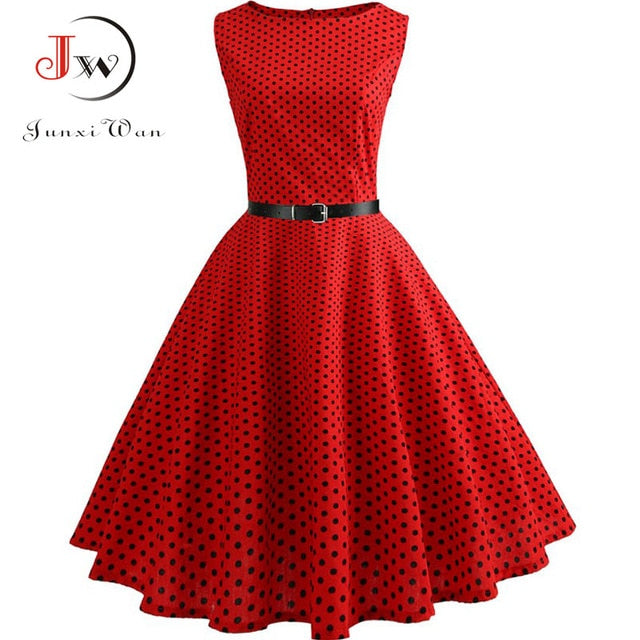 Hepburn Retro Swing A-Line Party Dress With Belt (Plus Sizes Avl.)