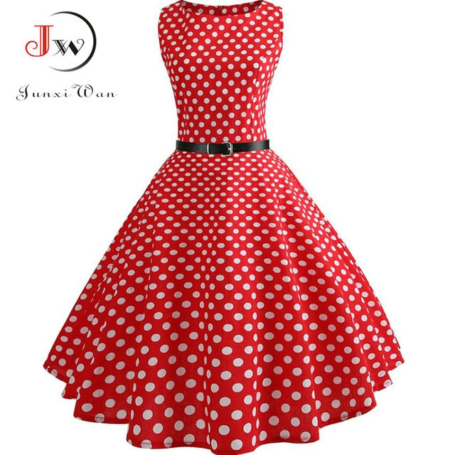 Hepburn Retro Swing A-Line Party Dress With Belt (Plus Sizes Avl.)