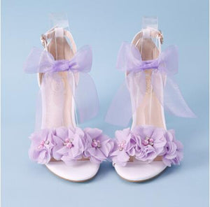 Handmade Flower Embellished High Heel Sandals (multiple colors)