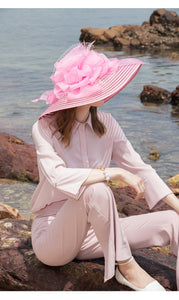 FS Summer Flower Large Brim Organza Beach Hat