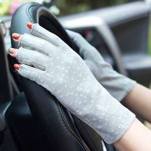 Wrist-length Cotton Half Finger Anti-Skid UV Protection Driving