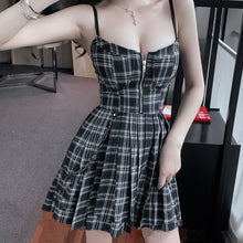Goth Girl Red & Black Plaid Spaghetti Strap Mini Dresses (2 Colors)