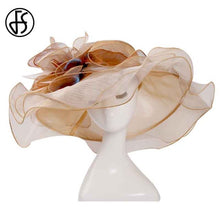FS Organza Rose Wide Brim Wedding Hat
