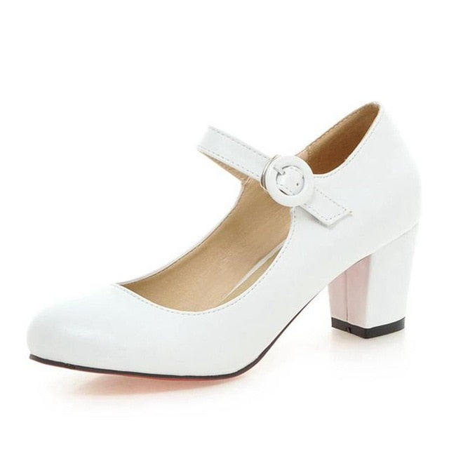 Mary Jane Heels 6 cm high (Black, Pink, White, Beige)