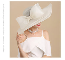 FS Elegant Linen Wedding Hat with Oversized Bowknot (3 colors)