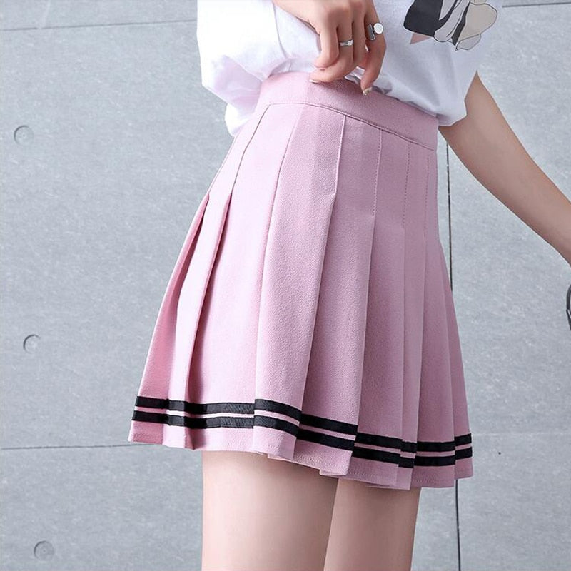 High-waisted Striped Mini Skirts