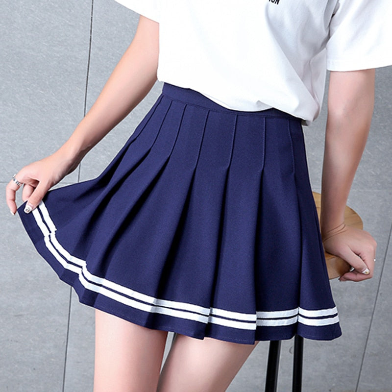 High-waisted Striped Mini Skirts