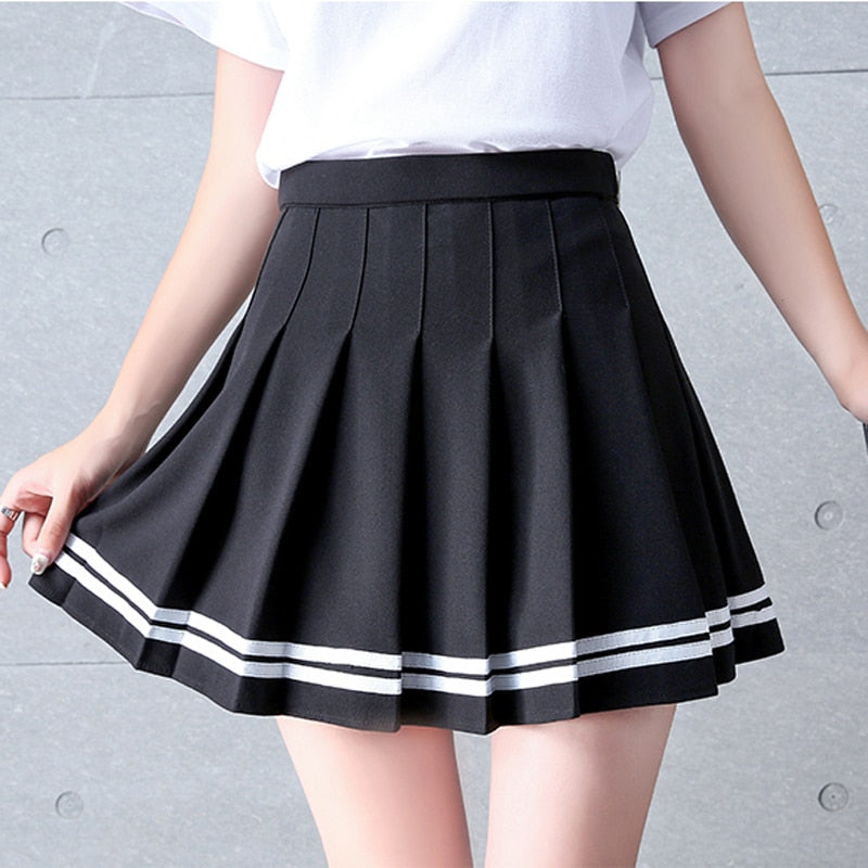 High-waisted Striped Mini Skirts