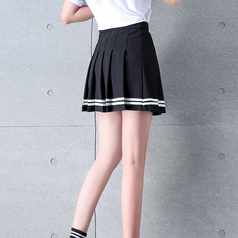 High-waisted Striped Mini Skirts