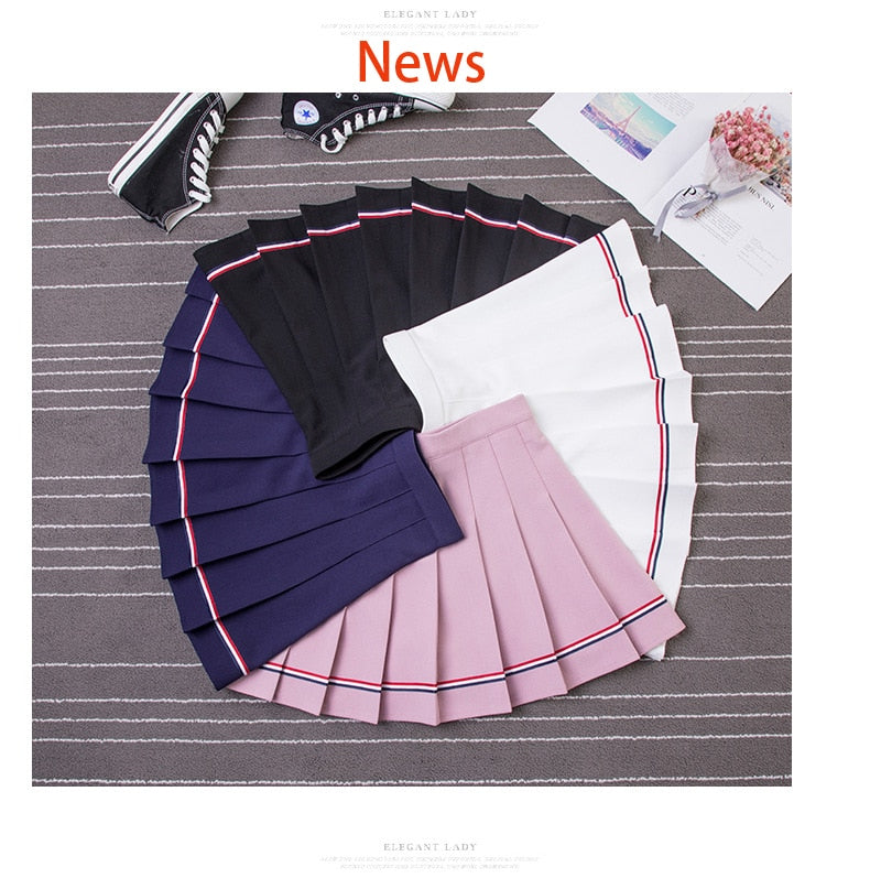 High-waisted Striped Mini Skirts