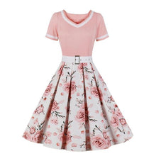 Vintage V-Neck Short Sleeve Belted Hepburn Dresses in multiple colors