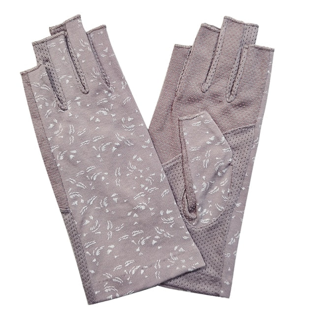 Wrist-length Cotton Half Finger Anti-Skid UV Protection Driving Gloves (27 styles)