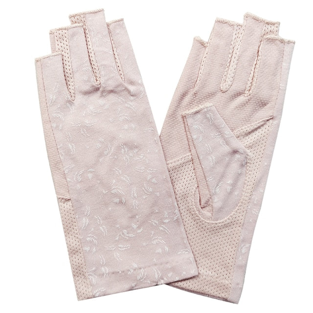 Wrist-length Cotton Half Finger Anti-Skid UV Protection Driving Gloves (27 styles)