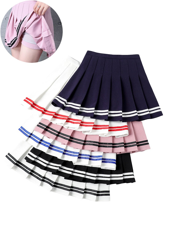 High-waisted Striped Mini Skirts