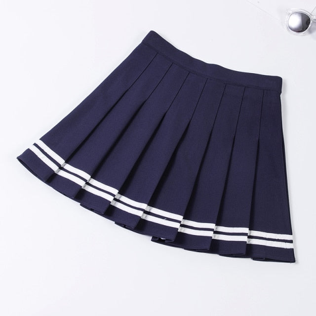 High-waisted Striped Mini Skirts