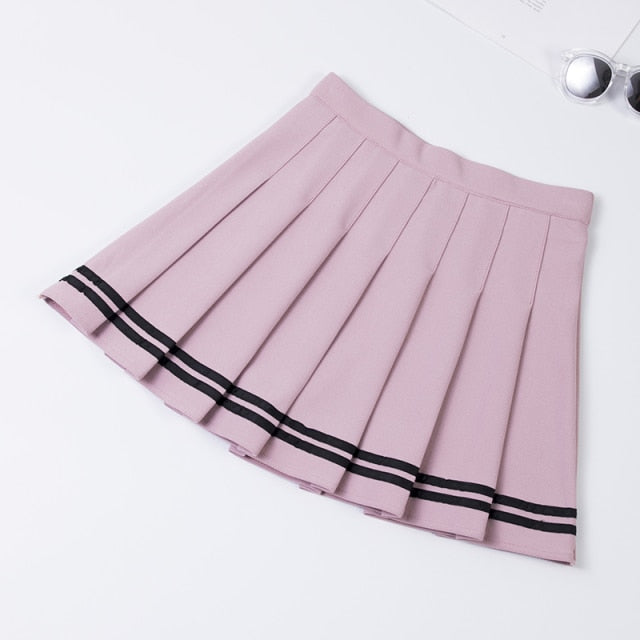 High-waisted Striped Mini Skirts