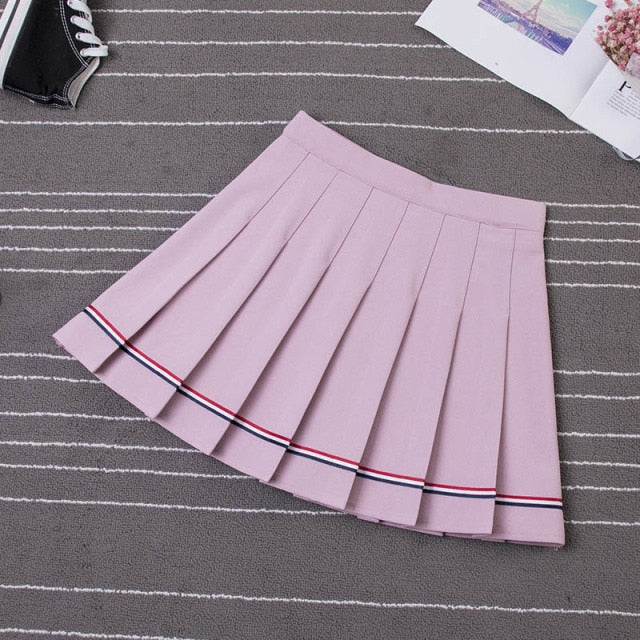 High-waisted Striped Mini Skirts