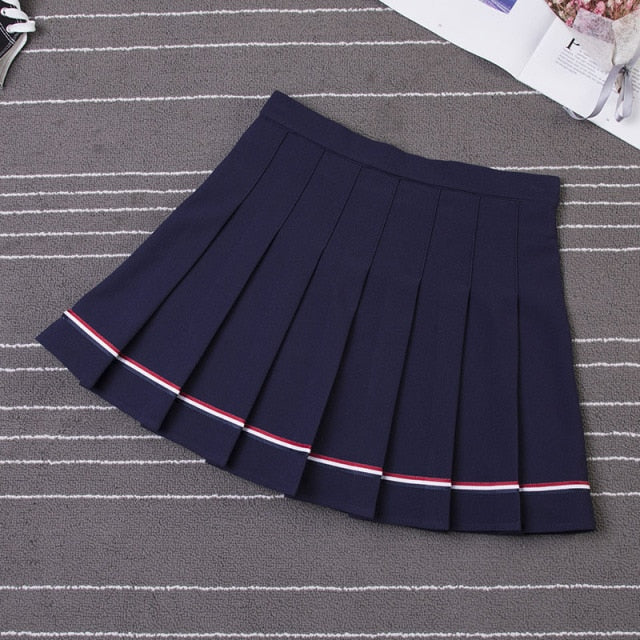 High-waisted Striped Mini Skirts