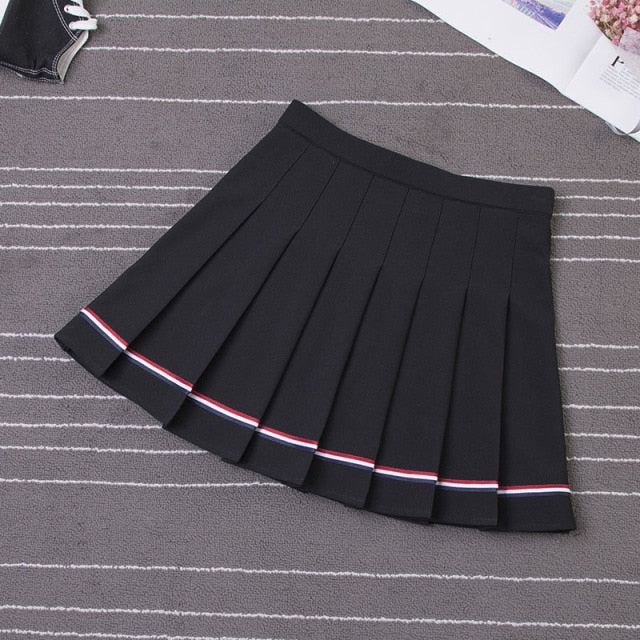 High-waisted Striped Mini Skirts