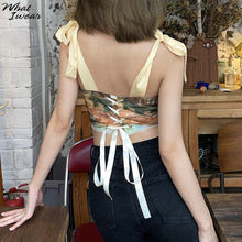Y2K Printed Lace Up Camisoles
