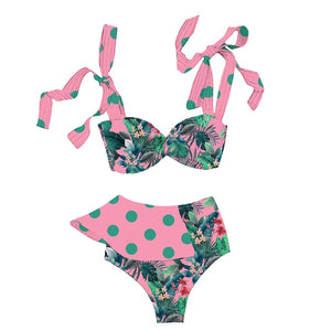 Two-Piece Ruffled Push-Up Padded Bra Bikini Bathing Suits (Multiple Designs & Colors)