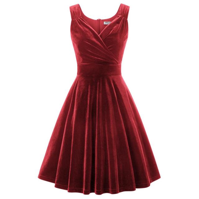 Grace: Elegant Formal V-Neck Flared Velvet Dress