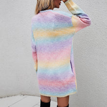 Rainbow Tie-dye Mid-length Knitted Cardigans (Multiple colorways)
