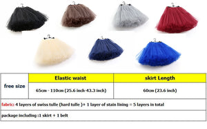 5-Layer 60 cm  Pleated Tutu Tulle Skirt (Many Colors)