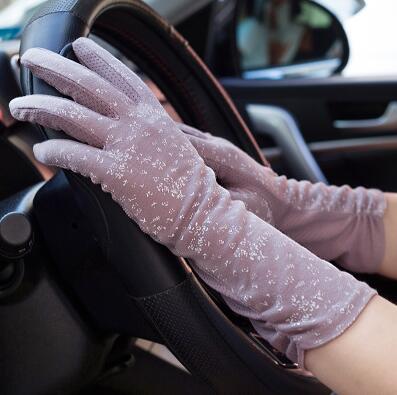 Vintage Roses & Lace Cotton Anti-UV Slip-resistant Wrist Length Driving Gloves (22 Styles)