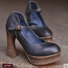 Black Business Casual Handmade Leather High Heel Pumps