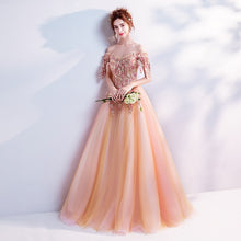 Lovely Orange & Pink Embroidered Princess Gown