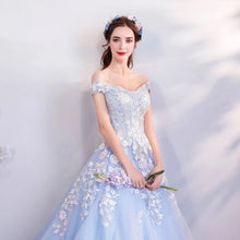 Ice Blue Elegantly Embroidered Court Dress